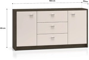 Komoda ALMA 2D3S 160cm dąb windmill/kaszmirowa połysk ML MEBLE 4