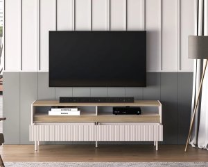 Szafka RTV DUMI 07 2S 154 kaszmirowa/dąb cremona ML MEBLE 5