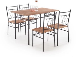 Zestaw FAUST stół + 4 krzesła dąb naturalny/czarny HALMAR 2