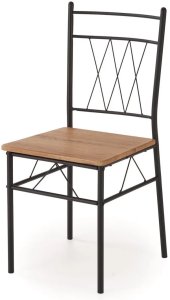 Zestaw FAUST stół + 4 krzesła dąb naturalny/czarny HALMAR 9