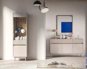 Komoda wysoka DUMI 04 4D 90 kaszmirowa/dąb cremona ML MEBLE 9