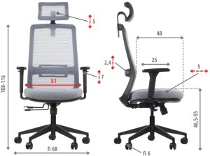 Fotel biurowy WISTER szary STEMA 16