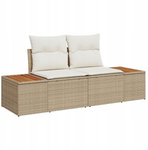 Zestaw 5-częściowy sofy ogrodowej vidaXL z poduszkami w beżowym poli rattanowym 4
