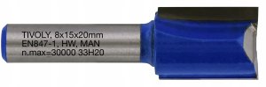 Straight slot cutter, 15x8 mm, 8mm shank 1