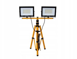 Naświetlacz LED 2x100W ze statywem budowlanym teleskopowym i przewodem – barwa biała zimna 6500K (1) 7