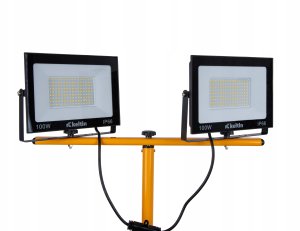 Naświetlacz LED 2x100W ze statywem budowlanym teleskopowym i przewodem – barwa biała zimna 6500K (1) 9