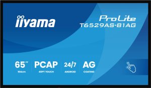 IIYAMA T6529AS-B1AG 165,1cm 65Zoll All-In-One Interactive Display 3840x2160 4K UHD 4GB RAM 32GB Storage Android 14 2xHDMI+USB-C 1