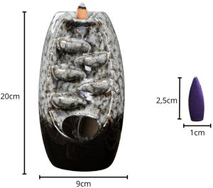 Kominek zapachowy ceramiczny wodospad kadzidło aromaterapia + 10 knotów 9