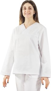 K8RD Bluza piekarska piekarza bluza gastronomiczna biała unisex długi rękaw poliester 65% bawełna 35% 195g/m S 1