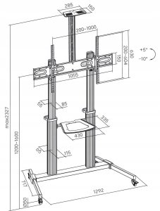 MOBILNY STOJAK+UCHWYT DO TV 60-100" 100KG S-15-AL ART Vesa max 1000x600 HEAVY DUTY 7