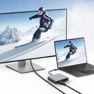 Adapter Tech-Protect HB08 HUB 4in1 USB-C, USB-A 2.0, 2xHDMI 4K 60Hz Space Grey 5