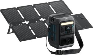 Anker SOLIX C300X - Tragbares kraftwerk - Wechselstrom 220-240 V - 300 Watt - Lithiumeisenphosphat - 288 Wh - Wi-Fi, Bluetooth - Ausgangsanschlusse: 7 - mit PS60 portable solar panel 2
