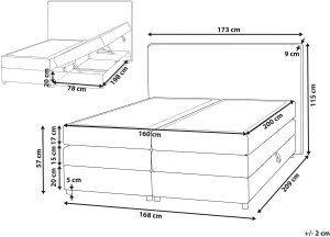 Łóżko kontynentalne z pojemnikami 160 x 200 cm beżowe MINISTER 3