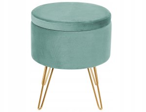 Puf ze schowkiem welurowy ⌀ 42 cm zielony SILAS 4