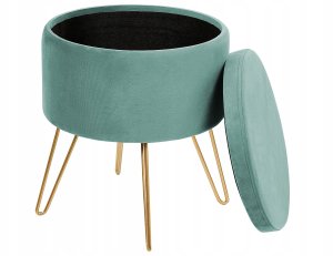 Puf ze schowkiem welurowy ⌀ 42 cm zielony SILAS 5