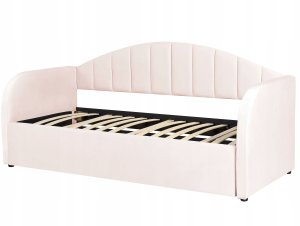 Łóżko wysuwane Welur EYBURIE 90 x 200 cm Pastelowy róż 11
