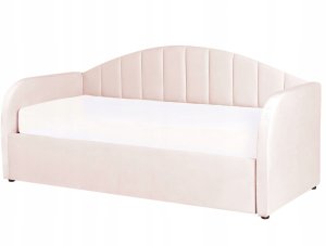 Łóżko wysuwane Welur EYBURIE 90 x 200 cm Pastelowy róż 3