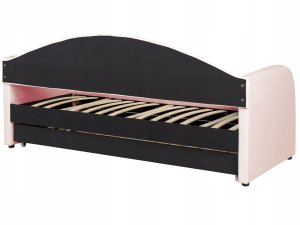 Łóżko wysuwane Welur EYBURIE 90 x 200 cm Pastelowy róż 5