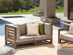 Sofa ogrodowa dla 2 osób TRANI Modułowy Certyfikowane drewno akacjowe Ciemnobrązowy 2