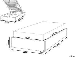 Łóżko z pojemnikiem Boucle DINAN 90 x 200 cm Pastelowy róż 3