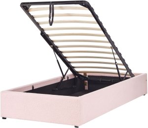Łóżko z pojemnikiem Boucle DINAN 90 x 200 cm Pastelowy róż 4