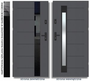 Drzwi zewnętrzne BORNHOLM Z CZARNĄ SZYBĄ GRUBE ciepłe 70mm, OD RĘKI, 90 P 2