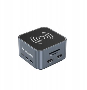 Hub USB-C 12 w 1 Wozinsky WHBC09Y8S wielofunkcyjny,z funkcją ładowania bezprzewodowego, aluminiowy, z kablem 15 cm - szary 1