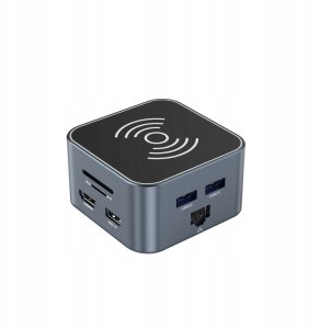 HUB USB Wozinsky Hub USB-C 12 w 1 Wozinsky WHBC09Y8S wielofunkcyjny,z funkcją ładowania bezprzewodowego, aluminiowy, z kablem 15 cm - szary 2