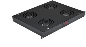 Panel 4x wentylator RACK 19 1U czarny z termostatem NEKU 1
