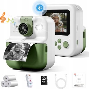 Aparat Natychmiastowy Dla Dzieci Cyfrowy Mp3 Gry Druk Telefon Obiektyw 180s / P02 Zielony 3