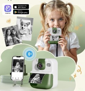 Aparat Natychmiastowy Dla Dzieci Cyfrowy Mp3 Gry Druk Telefon Obiektyw 180s / P02 Zielony 4