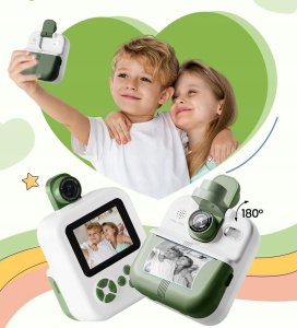 Aparat Natychmiastowy Dla Dzieci Cyfrowy Mp3 Gry Druk Telefon Obiektyw 180s / P02 Zielony 5