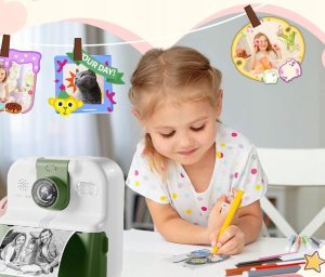 Aparat Natychmiastowy Dla Dzieci Cyfrowy Mp3 Gry Druk Telefon Obiektyw 180s / P02 Zielony 6