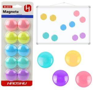 Zestaw Magnesów Do Tablicy Magnetycznej Kolorowe 10szt 3cm LEAN 1