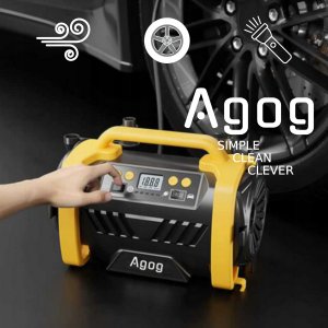 KOMPRESOR SAMOCHODOWY 12V 230V POMPKA PRZENOŚNA SPRĘŻARKA DMUCHAWA LED HQ 3