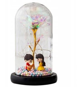 WIECZNA RÓŻA W SZKLE ŚWIATEŁKA LED flower box rose 2