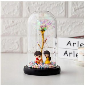 WIECZNA RÓŻA W SZKLE ŚWIATEŁKA LED flower box rose 4