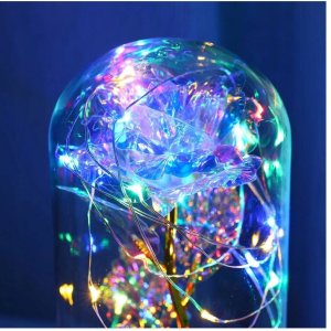 WIECZNA RÓŻA W SZKLE ŚWIATEŁKA LED flower box rose 6