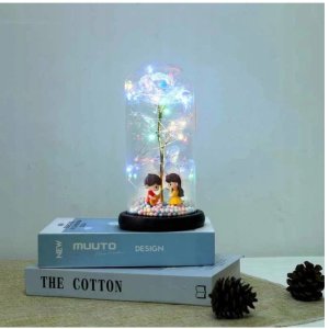 WIECZNA RÓŻA W SZKLE ŚWIATEŁKA LED flower box rose 7