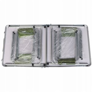STOLIK TURYSTYCZNY SKŁADANY KEMPINGOWY 120X60X70/62/55CM + 4 KRZESŁA ZIELONY 4
