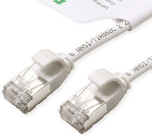 ROLINE GREEN F/UTP Patchkabel Cat.6A (Class EA), LSOH, extra dun, wit, 1 m 2