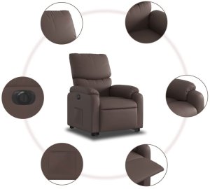 vidaXL Rozkładany fotel pionizujący, elektryczny, brązowy 7