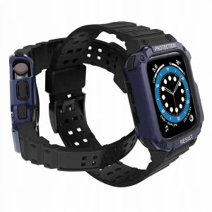 Pasek z etui ochronnym Protect Strap Band do Apple Watch 38 / 40 / 41 mm opaska obudowa pancerna - czarny, niebieski 1