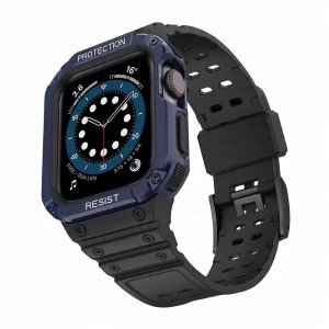 Pasek z etui ochronnym Protect Strap Band do Apple Watch 38 / 40 / 41 mm opaska obudowa pancerna - czarny, niebieski 2
