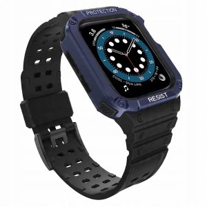 Pasek z etui ochronnym Protect Strap Band do Apple Watch 38 / 40 / 41 mm opaska obudowa pancerna - czarny, niebieski 3