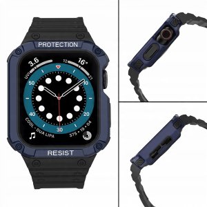 Pasek z etui ochronnym Protect Strap Band do Apple Watch 38 / 40 / 41 mm opaska obudowa pancerna - czarny, niebieski 4