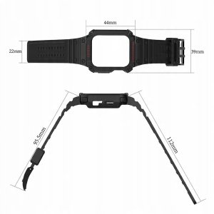 Pasek z etui ochronnym Protect Strap Band do Apple Watch 38 / 40 / 41 mm opaska obudowa pancerna - czarny, niebieski 5