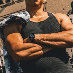 Pasek z etui ochronnym Protect Strap Band do Apple Watch 38 / 40 / 41 mm opaska obudowa pancerna - czarny, niebieski 8