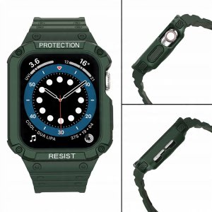 Pasek z etui ochronnym Protect Strap Band do Apple Watch 38 / 40 / 41 mm opaska obudowa pancerna - zielony 4