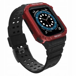 Pasek z etui ochronnym Protect Strap Band do Apple Watch 38 / 40 / 41 mm opaska obudowa pancerna - czarny, czerwony 3